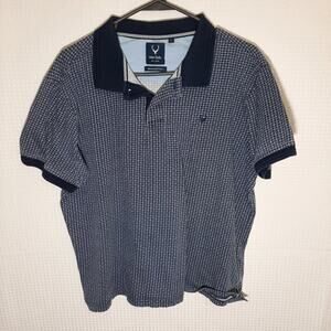 Allen Solly Women’s XL Navy Blue Polo Shirt Circle Print Mercerized Cotton